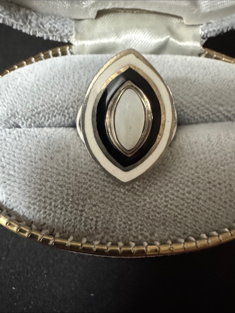 sarah blaine furion ring Sterling Silver Black and White Marquise Statement Ring